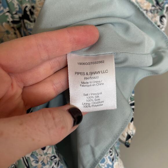 Veronica Beard Riggins Dress Blue Sz 0 Silk Floral Blouson Flouncy Ruffles Chic‎ - Picture 16 of 16